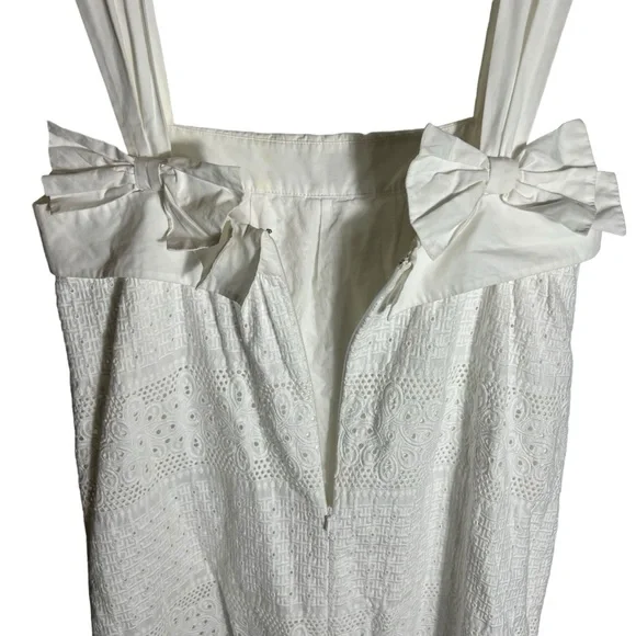 Lilly Pulitzer White Textured Eyelet Sundress with Bows, Size 6 - Picture 5 of 11